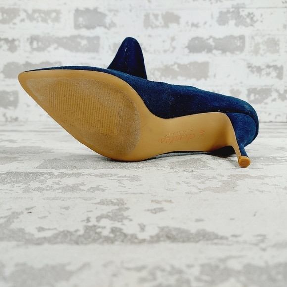 Charles By Charles David Navy Blue Suede Leather Slip On Pointy Toe Heels M201 - Picture 8 of 12